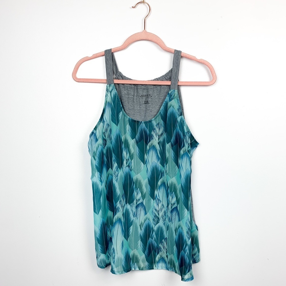 Roper Blue & Grey Feather Patterned Tank Top